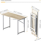 Folding Desk 47 inch No Assembly Required Home Office Table, Writing Gaming Computer Camping Desk, Beige