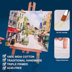 Stretched Canvases for Painting 12x12 Inch 7-Pack, 10 oz Triple Primed Acid-Free 100% Cotton Blank Canvas, Square Canvas for Oil Paint Acrylics Pouring & Wet Art Media, Pour Painting
