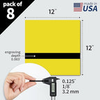 Trotec TroLase | 12"x12"x1/8", 8 Pcs | Yellow/Black| 2 Ply | Modified Acrylic | Laser Engraving Double Color Plastic Sheet | Engraving Blanks for Laser, Saw, Guillotine | Made in USA