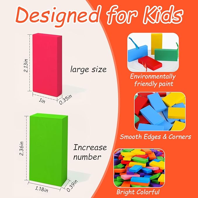 1000 Piece Dominoes Set for Kids with Extra 20 Blocks, Colorful Dominos Tiles for Building, Stacking, Racing, Tumbling, Wood Domino with Storage Bag and Box