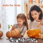 【With Hammer】Pumpkin Carving Kit Halloween, Safe and Easy Pumpkin Carving Set for Kids, DIY Stainless Steel Pumpkin Carving Tools for Halloween Decoration Jack-O-Lanterns, Gift for Halloween