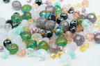 1.8 oz (50g) Gentle Mix of Faceted Fire Polished Czech Glass Beads (Round, Rondelle etc) 4-10mm, Light Pink Teal Yellow Opal