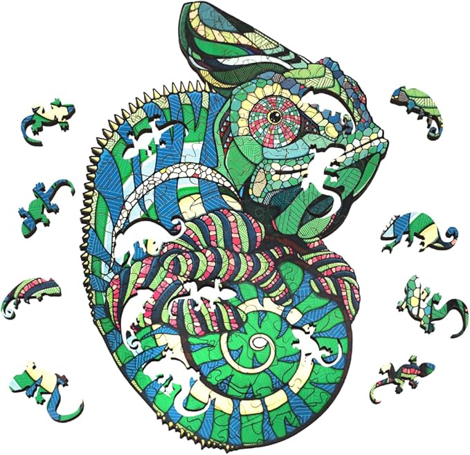 Chameleon S Wooden Puzzle - 100-piece Home decore Masterpiece