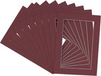 5.5x8.5 Mat for 8.5x11 Frame - Precut Mat Board Acid-Free Maroon 5.5x8.5 Photo Matte For a 8.5x11 Picture Frame, Premium Matboard for Family Photos, Show Kits, Art, Picture Framing, Pack of 10 Mats