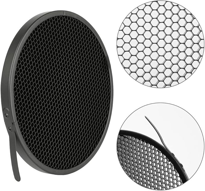 7" Standard Reflector Lamp Shade Dish Diffuser with 20° /40°/ 60° Honeycomb Grid White Soft Cloth for Bowens Mount Studio Strobe Flash Light Speedlite