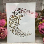 TIAMECH A4 Reusable Moon Flower Stencil for Painting - Rose Crescent Layering Template, DIY Wall Art, Wood Furniture, Scrapbook & Crafts (8.3x11.7inch)