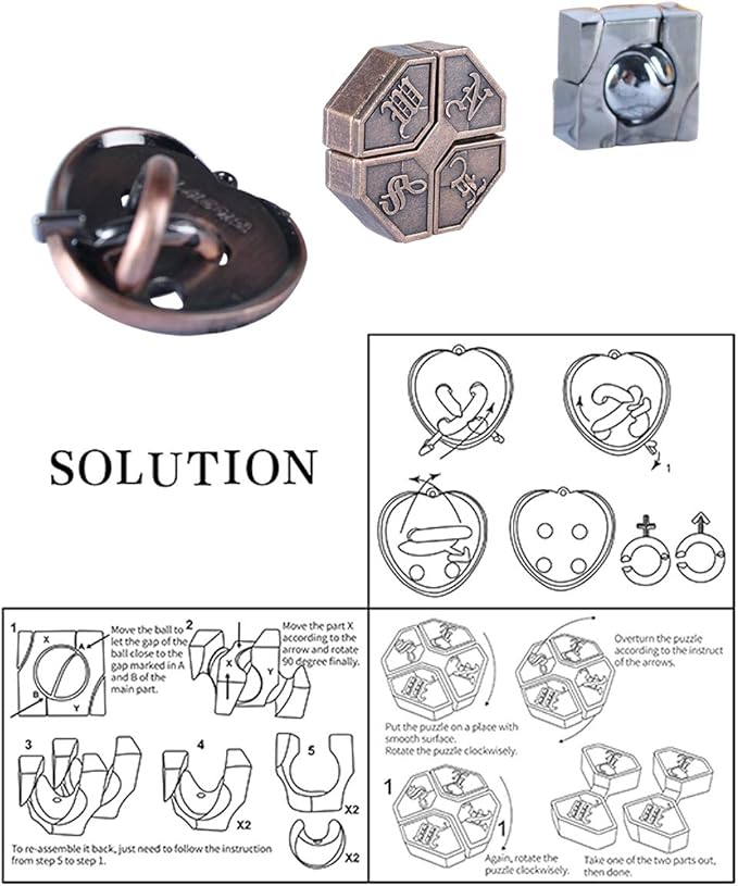 Brain Teaser Puzzle for Adults Puzzles Metal Hole Lock Adult Educational Toy Jigsaw IQ Puzzle (Orange)