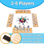 Mexican Train Dominoes Set with 8 Wooden Holders, Double 12 Colored Dot Dominoes with Update Hub, Travel Domino Train Game with 91 Tiles and Portable Carry Case, Family Board Team Games