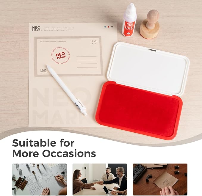 Large Stamp Pad - 3.50"x 6.25", Magnetic Lid, Premium Quality Felt Stamp Pad (Red)