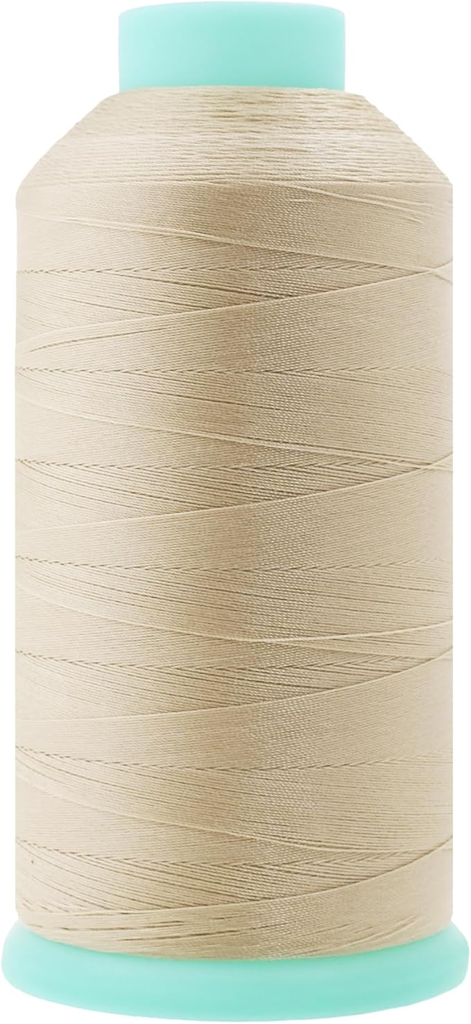Mandala Crafts Bonded Nylon Thread Cream Heavy Duty Sewing Threads - 2843 YDs Size 46 210D T45 Tex 45 Thread for Leather Jeans Weaving Outdoor Marine Upholstery Threads