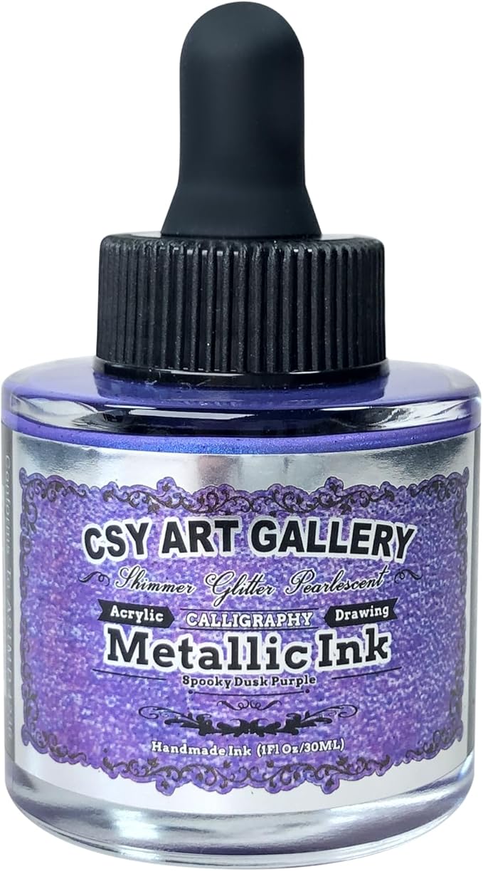 CSY Art Gallery Professional Acrylic Paint Ink for Artist, 1-oz (30ml) Jar for Epoxy Resin Painting,Rock, Calligraphy,Fabric,Drawing (Spooky Dusk Purple)