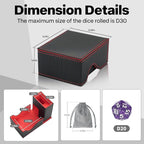 Dice Roller Tower, Premium DND Magnetic Dice Tray, Foldable PU Leather Dice Tower RPG Gifts for Dungeons and Dragons MTG Dm & Player Black/Red