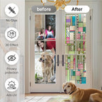 3D Stained Glass Window Privacy Film, Heat Control UV Blocking Static Cling Decorative Window Film for Bathroom,Front Door,Home Non Adhesive 16.9 x 39.3 inches Colorful Abstraction