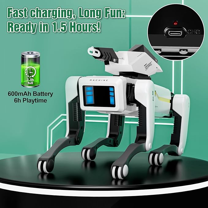 Shoot Robot Dog - Interactive STEM Pet with Voice Control, 30+ Actions & APP Programming, Durable Design for Kids Age 6+ (Compatible with iOS/Android)