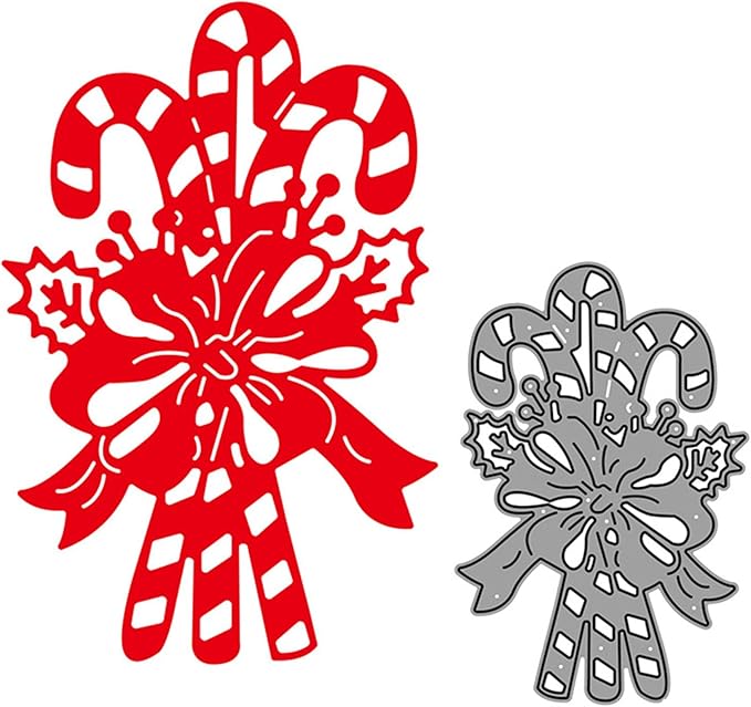 Metal Cutting Dies DIY Merry Christams Embossing Stencil Template Scrapbooking Card Making Mold Photo Album Arts Crafts Tools (Christmas Scepter bow-10.3x6.7cm)
