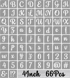 BAMIDELE 4 Inch Alphabet Letter Stencils for Painting, 66 Pcs Reusable Plastic Calligraphy Letter Stencils and Numbers Template Kit for Painting on Wood, Chalkboard, Fabric, Door Porch, Wall Art