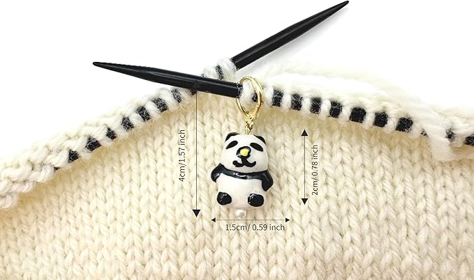 Knitting and Crochet Stitch Markers 4 PCS in One Case, 2 Pink Shoes Closed Rings& 2 Panda Openable Markers
