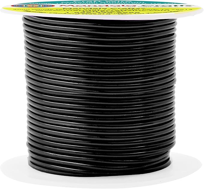 Mandala Crafts 14 Gauge Anodized Aluminum Craft Wire for Jewelry Making - 60 FT Colored Flexible Black Wire - Bendable for Bonsai Armature Crafting Sculpting