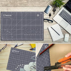 Headley Tools 18"x12" Thickened Self Healing Cutting Mat, A3 Rotary Cutting Sewing Mat for Crafts, Double Sided 5-Ply Table Cutting Board for Fabric Quilting Leather Arts Hobby Project, Grey