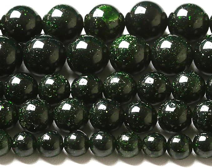 6MM 120pcs Natural Green Sandstone Energy Healing Beads Round Loose Beads for Jewelry Making Bracelet 2 Strands 32"