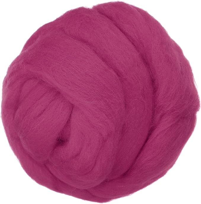 PATIKIL Wool Roving Yarn, 250G/8.8OZ Felting Wool Pure Roving Yarn, Rose Red