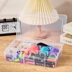 15 Grids Large Plastic Organizer Box with Adjustable Dividers, Clear Craft Organizer and Storage Tackle Box Compartment Container with Label Stickers for Beads, Jewelries, Tools