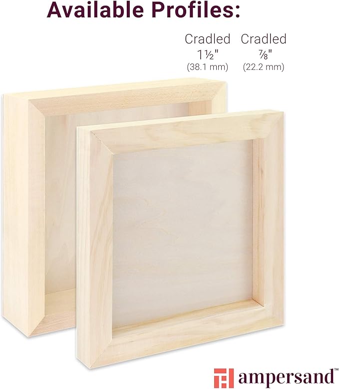 Ampersand Art Supply Unprimed Basswood Artist Panel, 7/8" Cradled Profile 4"x4"