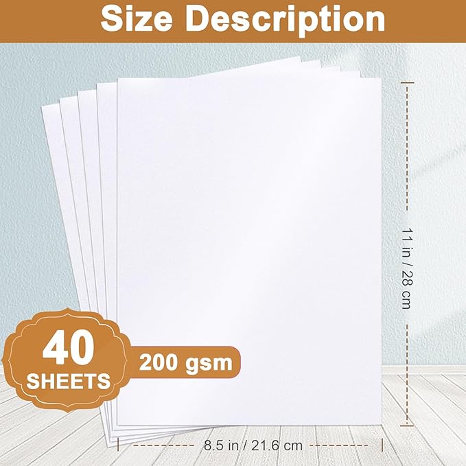 40 Sheets White Shimmer Cardstock 8.5 x 11 Scrapbooking Paper, 75lb Heavyweight Paper Card Stock for DIY Cards Making, Business Cards, Wedding Invitations, Menus, Anniversary Card