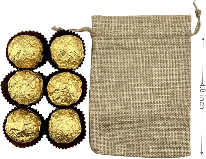 Palmhomee Pack of 25 Burlap Gift Bags with Drawstring Linen Jewelry Pouches Wedding Hessian Jute Bags for Birthday Jewelry and Treat Pouches Party Wedding Favors Gift Art and DIY Craft (4x5.6 Inch,