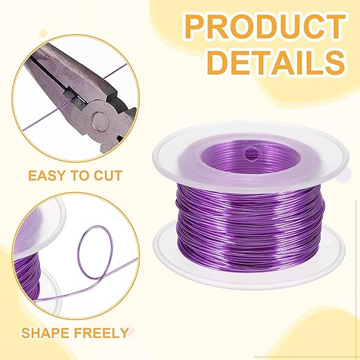 uxcell 20 Gauge / 0.8mm Anodized Aluminum Wire for Jewelry Craft Making, 102 Feet Bendable Flexible Wire for DIY Home Decor Gardening Sculpture, Purple