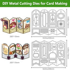 2PCS Folding Greeting Card Cutting Dies Metal Die Cuts for Card Making Label Embossing Template Dies Folding Frame Background Die Cuts Paper Craft DIY Template for Birthday Album Gift Decor