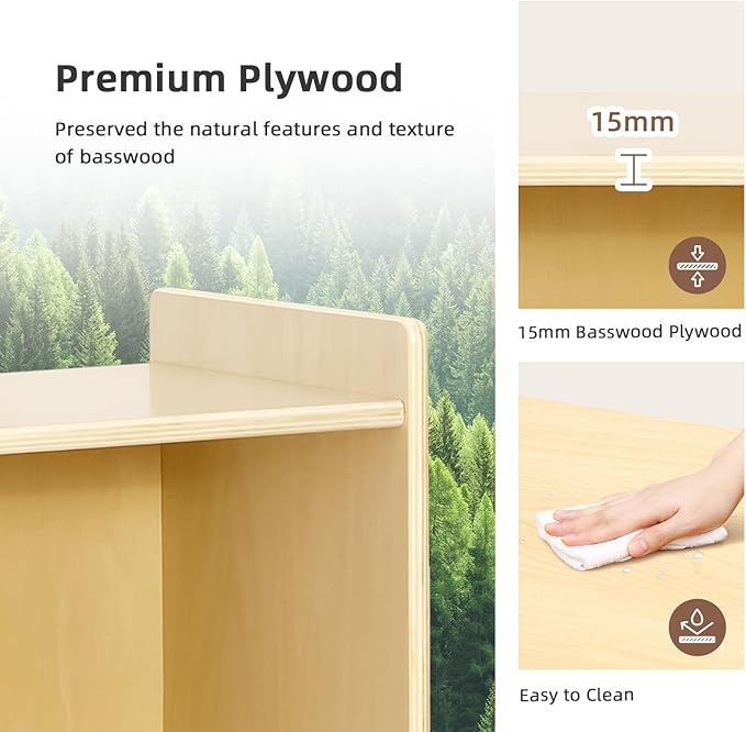 OOOK 9-Cube Storage Organizer, Wooden Storage Cabinet Display Shelf, Kids Bookshelf for Classroom, Playroom, Living Room, Office, etc