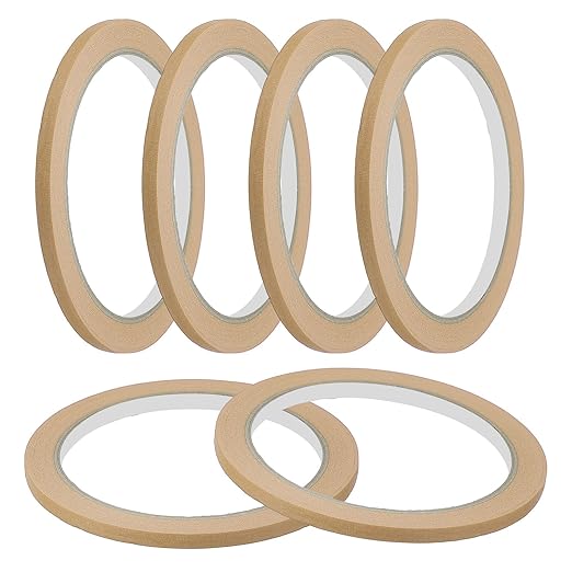 MECCANIXITY Masking Tape 0.2 Inch x 21 Yard Painter's Tape Brown Paint Tapes for DIY Crafts Arts Drawing Decoration Labeling Car Painting Artist Teachers, Pack of 6