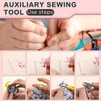 KAQRHFT 24 PCS Needle Threaders Kit, 4 Types Needle Threader with Embroidery Needles, Seam Ripper, Thread Snips, Thimble and Measuring Tape, Sewing Tool Kit for Hand Sewing