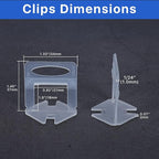 Tile Leveling System Clips Spacers Tile Leveler Clips DIY Tile Leveler Spacers 1000 Pcs 1/32" (1mm) for Professional Ceramic Tile and Stone Installation (1000 1/32")