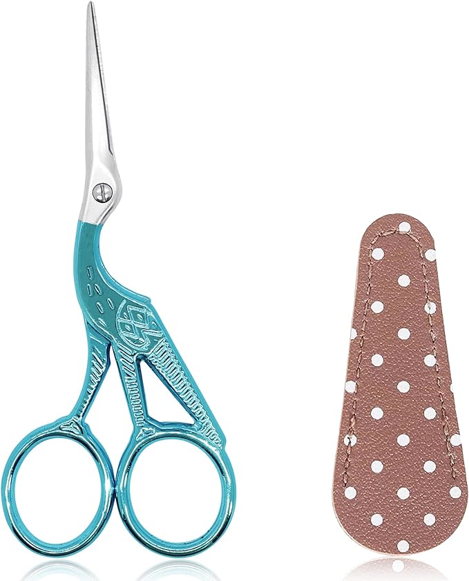 BIHRTC 4.5Inch Small Craft Scissor Stainless Steel Sharp Tip Scissors with Leather Protect Cover Knitting Scissors for Embroidery Craft Needle Work Art Work Handcraft Threading