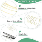 0.4 mm/26 Gauge Copper Wire for Jewelry Making, 30.2FT Copper Beading Craft Wire for Jewelry/Weaving/DIY Crafting/Planting, Color-Retaining [9.2M, Light Golden]