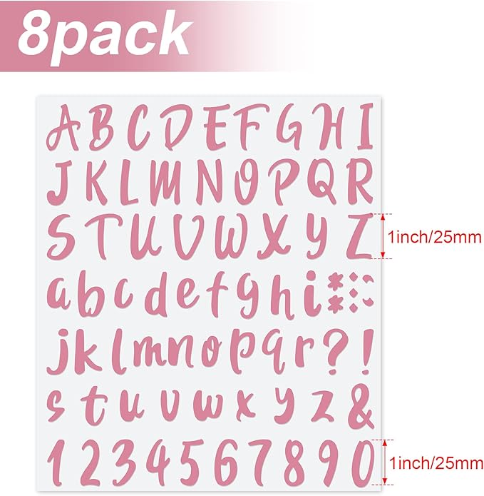 Outus 576 Pieces 8 Sheets Letters Stickers Self Adhesive Vinyl Letter Alphabet Number Stickers Mailbox Numbers Sticker, Decals for Classroom Decor, Sign, Door(Delicate Colors,1 Inch)