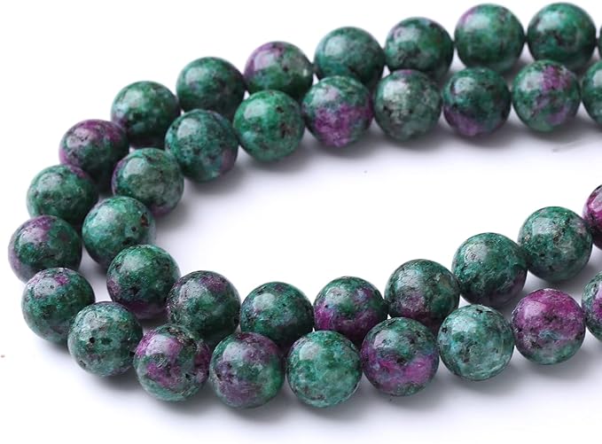 32PCS 12MM Natural Epidote Zoisite Stone Beads Round Loose Stone Beads for Jewelry Making DIY Energy Stone Healing Power Bracelet 15"