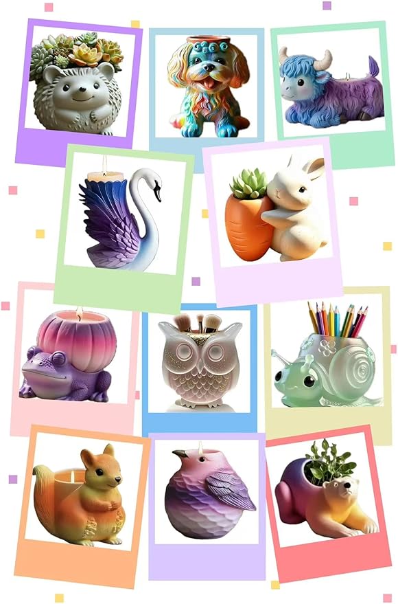 Animal Resin Molds Silicone 3D Cute Rabbit Epoxy Resin Plaster Candle Holder Wax Molds for Candle Making, Art Crafts DIY Unique Display Home Decor