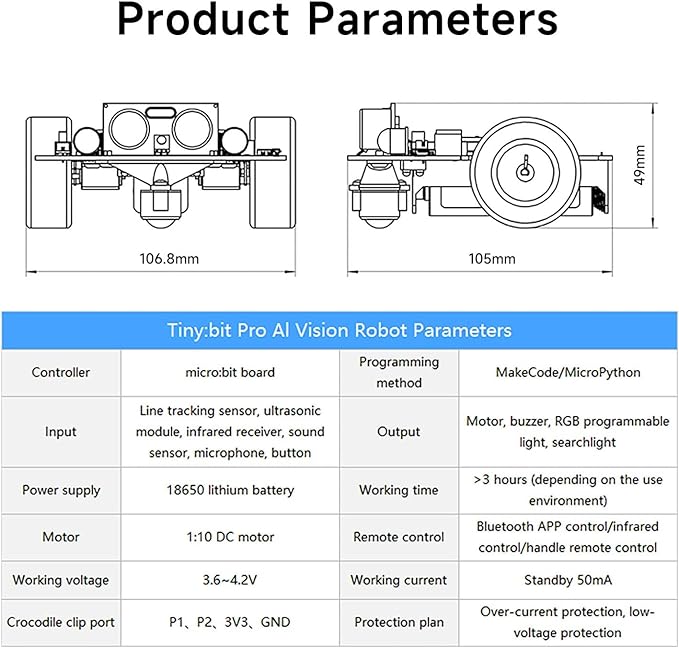 Yahboom Microbit V2 Start Robotic for Kids STEM Education Toy Car Kit DIY Programmable with Tutorial Super Cost-Effective (Robot with Micro:bit V2)