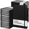 Aodaer 30 Set Lined Notebook Journals with Pens A5 Notebooks 100 GSM College Ruled Hardcover Notebook PU Leather Notepad with Pen Holder for Office School, 5.7 x 8.3 Inches, Black
