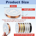 6 Rolls Copper Jewelry Wire, 5 Assorted Colors 0.4 mm Dia. Beading Wire for Jewelry Making Bracelet Earrings Rings Necklaces Flower Craft Projects