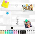 Wukong 8 Pack | 30x3cm(11.81 x 1.18) Magnetic Stainless White Boards Strips, Adhesive Backing Bulletin Bar Board, Memo Board with 32Pcs Colorful Magnets for Office, Home, Photo Wall, Documents