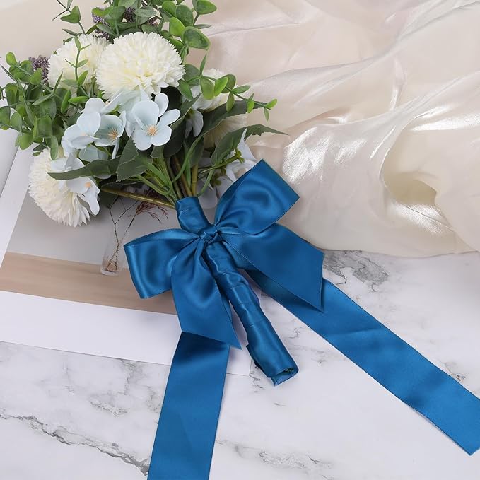 LaRibbons 1 1/2 Inch 50 Yard Double Faced Satin Ribbon,Royal Blue Satin Craft Fabric Ribbon for Gift Wrapping Floral Bouquets Wedding Party Decoration