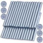 Gray Blue Wax Seal Sticks, 30pcs Sealing Wax Sticks, HOSEALING Glue Gun Wax Seal Sticks for Wax Seal Stamp, Premium Sealing Wax for Wedding Invitations, Letter, Envelope (Mini Size)