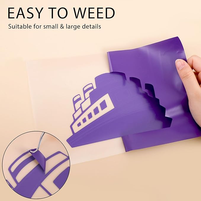 RENLITONG Purple Iron on Vinyl 12Inch by 50ft Roll HTV Heat Transfer Vinyl for T-Shirt HTV Rolls for All Cutter Machine - Easy to Cut & Weed for Heat Transfer Design