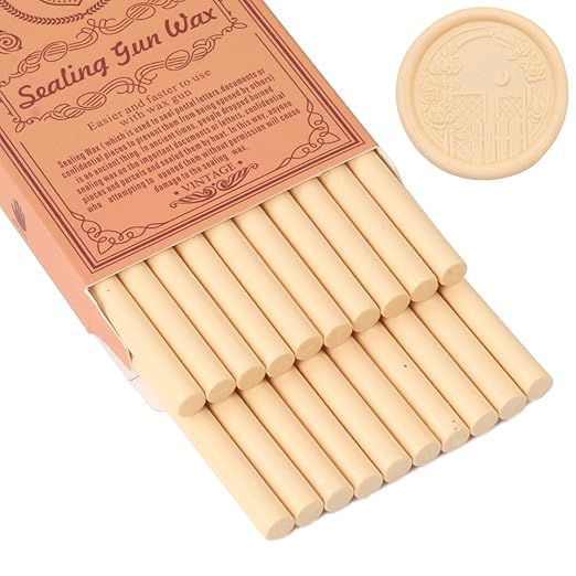 Pale Peach Sealing Wax Sticks, WASOHLING 20Pcs Glue Gun Wax Seal Sticks for Wax Seal Stamp, Pale Peach Wax Seals for Christmas Wedding Invitation Envelope Letter Seals, Craft Adhesive (Mini Size)