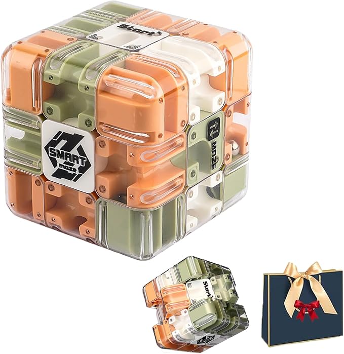 Large Labyrinth 3D Puzzle Maze Cube, 3D Magic Cube Maze Ball Puzzle, Engaging Brain Teaser Magic Cube, Handheld Fidget Game for Anxiety Relief (A-1PCS)