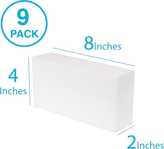 Silverlake 8x4x2 Craft Foam for Styrofoam Block Projects (9-Pack)